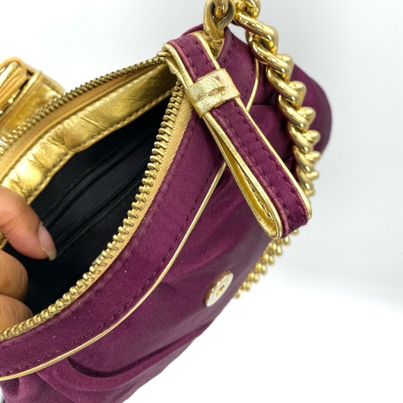 Nine West Chain Link ‘Deep Plum/Gold’ Mini Purse - Picture 4 of 12